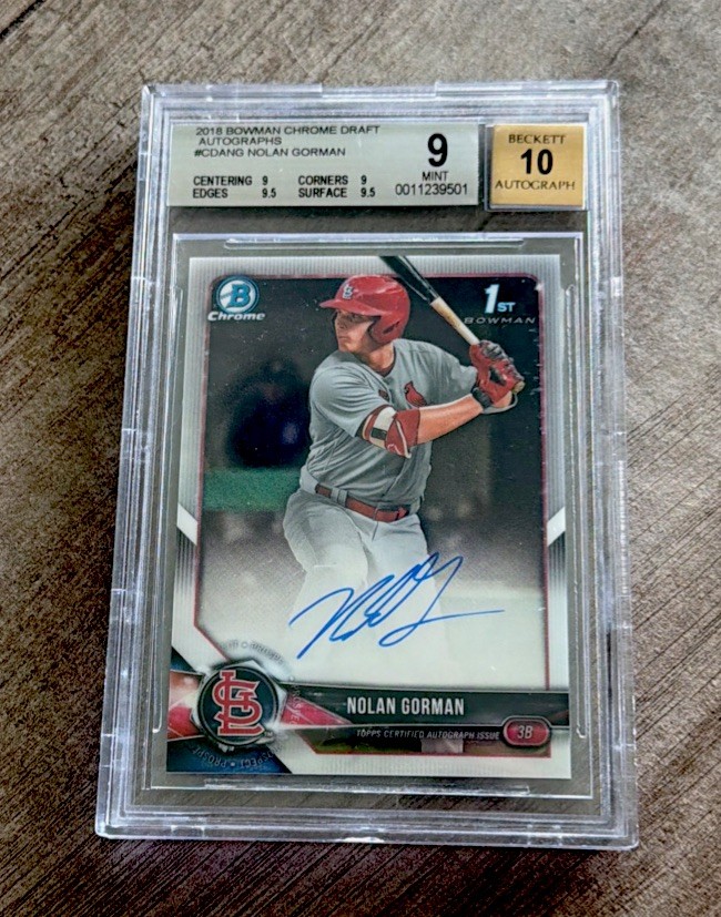 2018 Bowman Chrome Draft Autographs Nolan Gorman #CDA-NG Auto Rc BGS 9 MINT