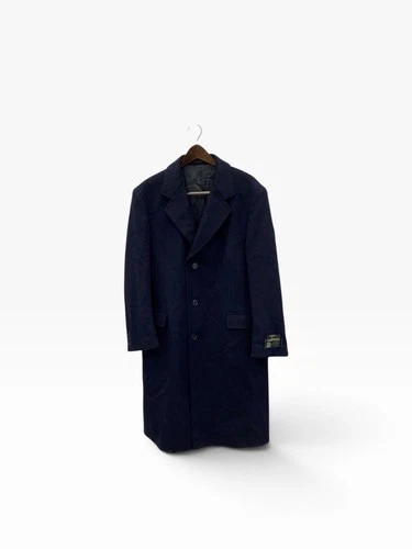 Vintage 80s Towne London Fog Wool Cashmere Coat 44R Navy Made in Yugoslavia video thumbnail