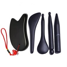 Gua Sha Massage Tool Set, Black Bian Stones Guasha Tools for Scraping Facial ...