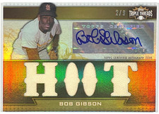 2011 Topps Triple Threads Autographed Relics Gold Bob Gibson Auto TTAR-199 /9