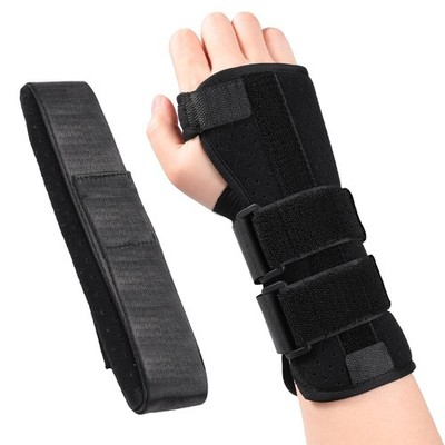 Adjustable hand support wristband, equipped with replaceable splints and straps