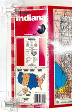 Indiana Laminated Flip Map US Travel Map Tourism Road Map 11" x 25.5" Vintage