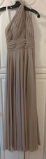 Azazie Bridesmaid Charlize Taupe Chiffon Sz A12 One Shoulder Gown