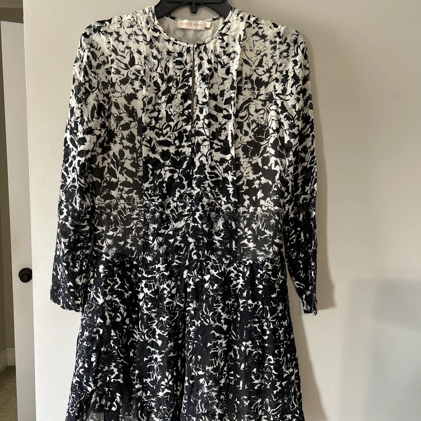 Abito Tory Burch 100% seta maniche lunghe trasparente taglia 0