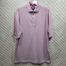 FootJoy Golf Polo Button Up Shirt Mens Large Pink Stripped