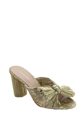 Loeffler Randall Womens Penny Pleated Bow Sandals - Gold Size 6