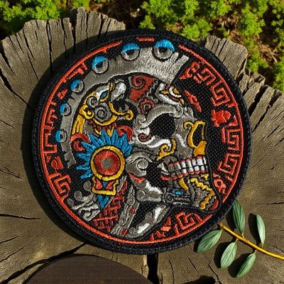 Aztec-Skull Iron on Patch 4.07'' X 4.07''