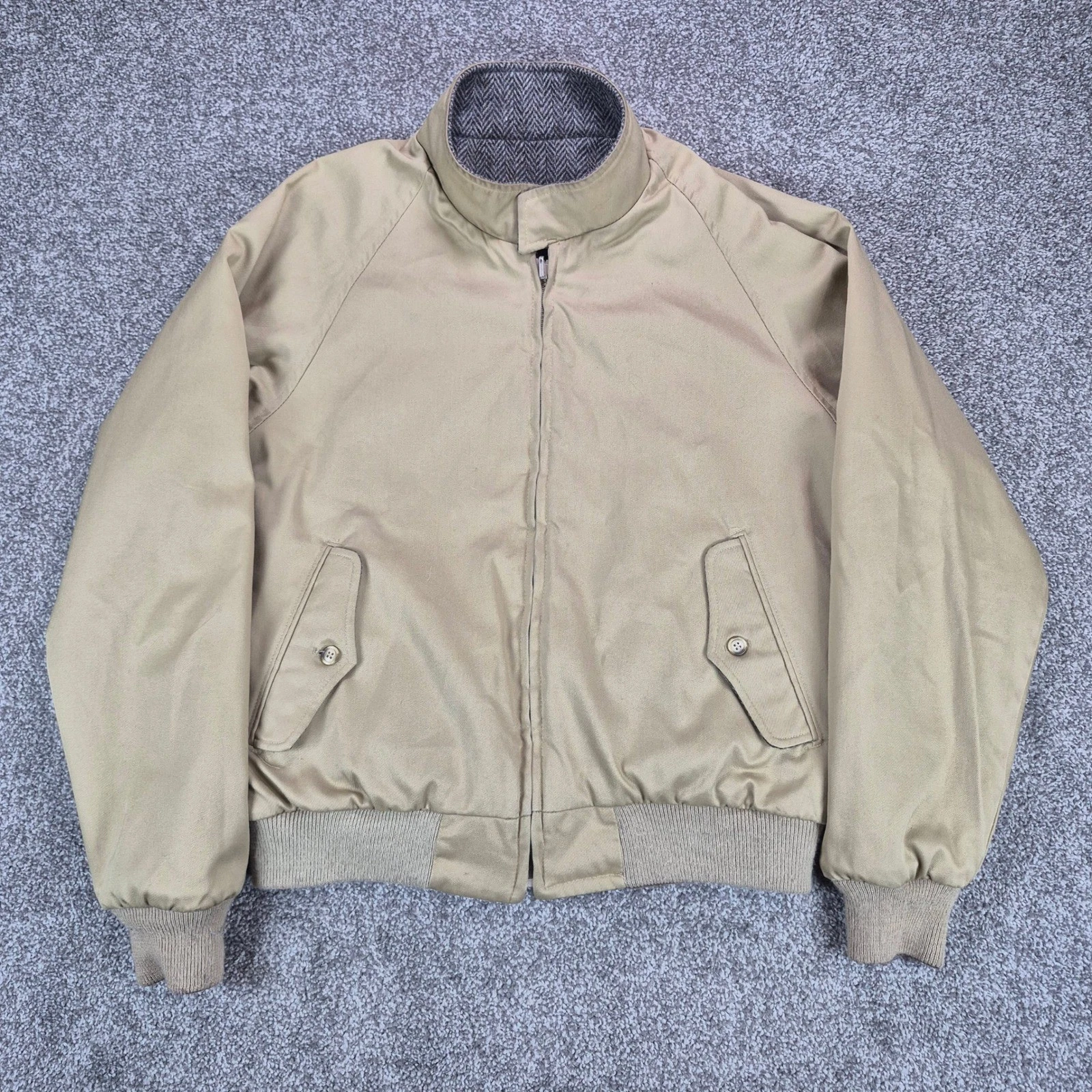 Vintage Lands End Jacket Mens Large Wool Reversible Herringbone Bomber USA Made - product detail image 2