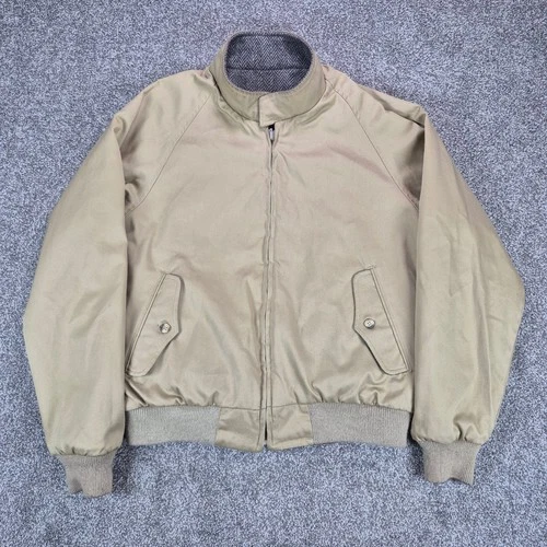 Vintage Lands End Jacket Mens Large Wool Reversible Herringbone Bomber USA Made image 2