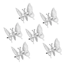 Yzurbu 6pcs 3D Metal Moving Butterfly Hair Clips, Cute Barrettes and Silver
