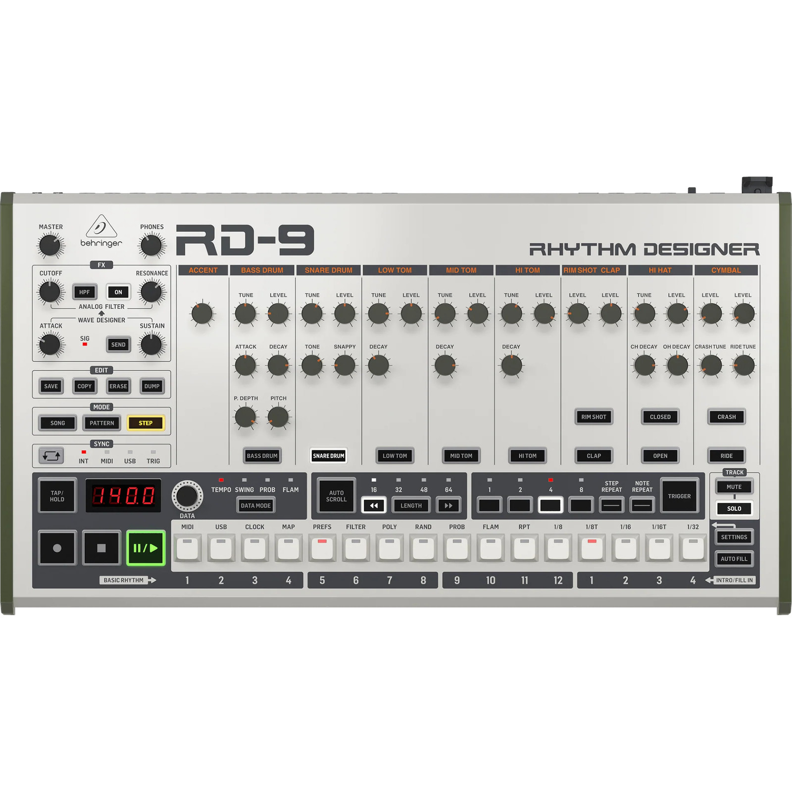 Аналоговая драм-машина Behringer RD-9 56090₽