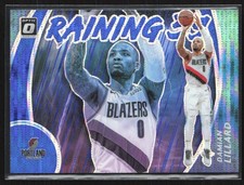 Damian Lillard 2020-21 Donruss Optic Raining 3s Blue Pulsar #7 Portland Trail