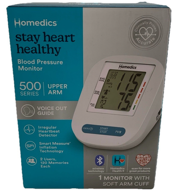 #ad Homedics Upper Arm 500 Series Blood Pressure Monitor Voice Out Guide Wireless $38.24