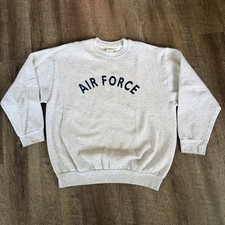 Vintage 90s US Air Force Sweatshirt Crewneck Spell Out Military Gray Size M