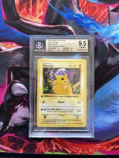 Pokémon TCG Base Set Pikachu Grade 9.5 Individual Collectible Card