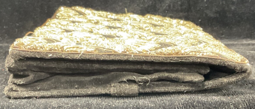 Vintage black velour handbag/clutch/purse with silver wire embroidered - Picture 6 of 9