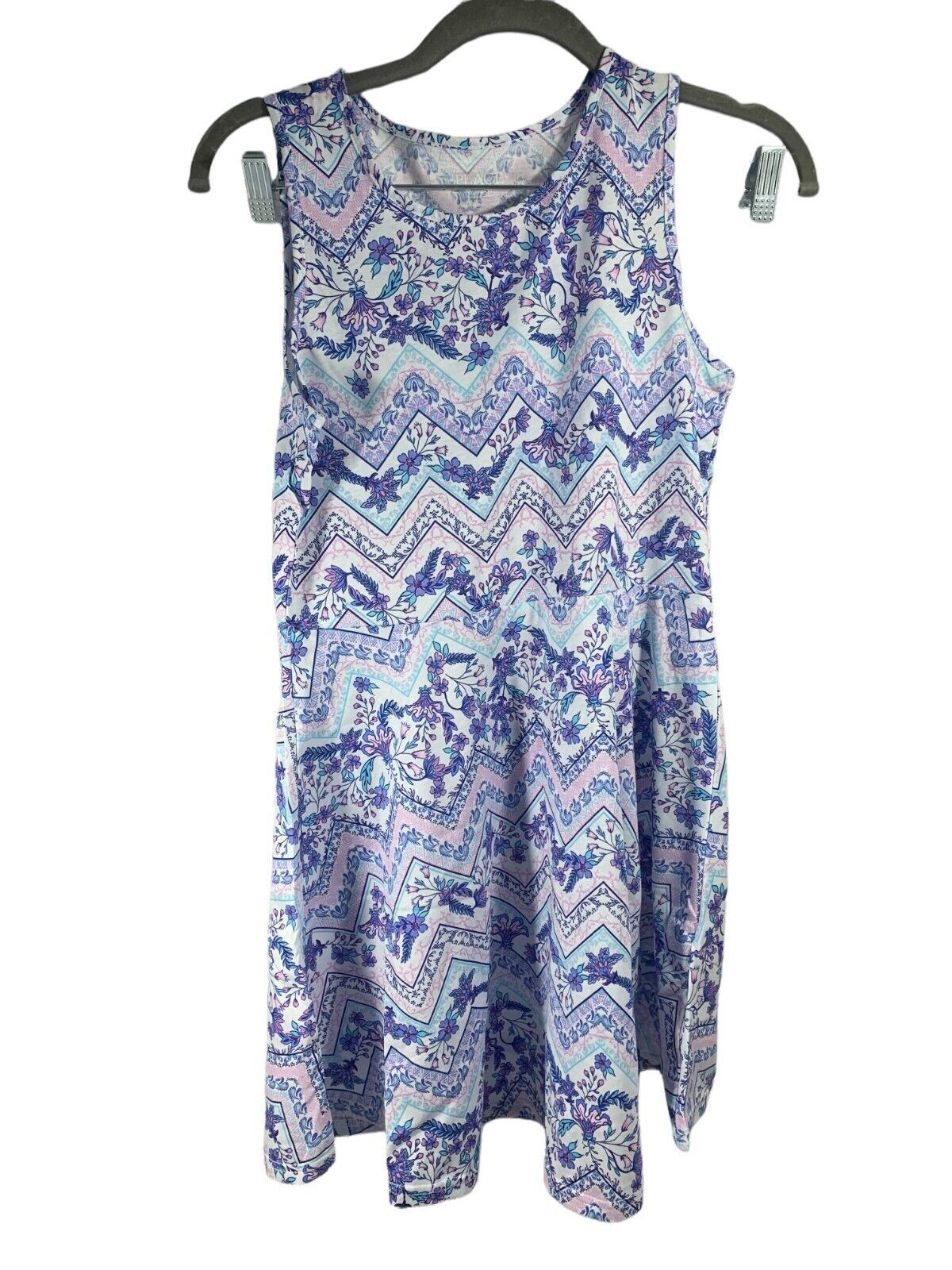 The Children's Place Girls Print Skater Dress - Illusion Blue Xl 14