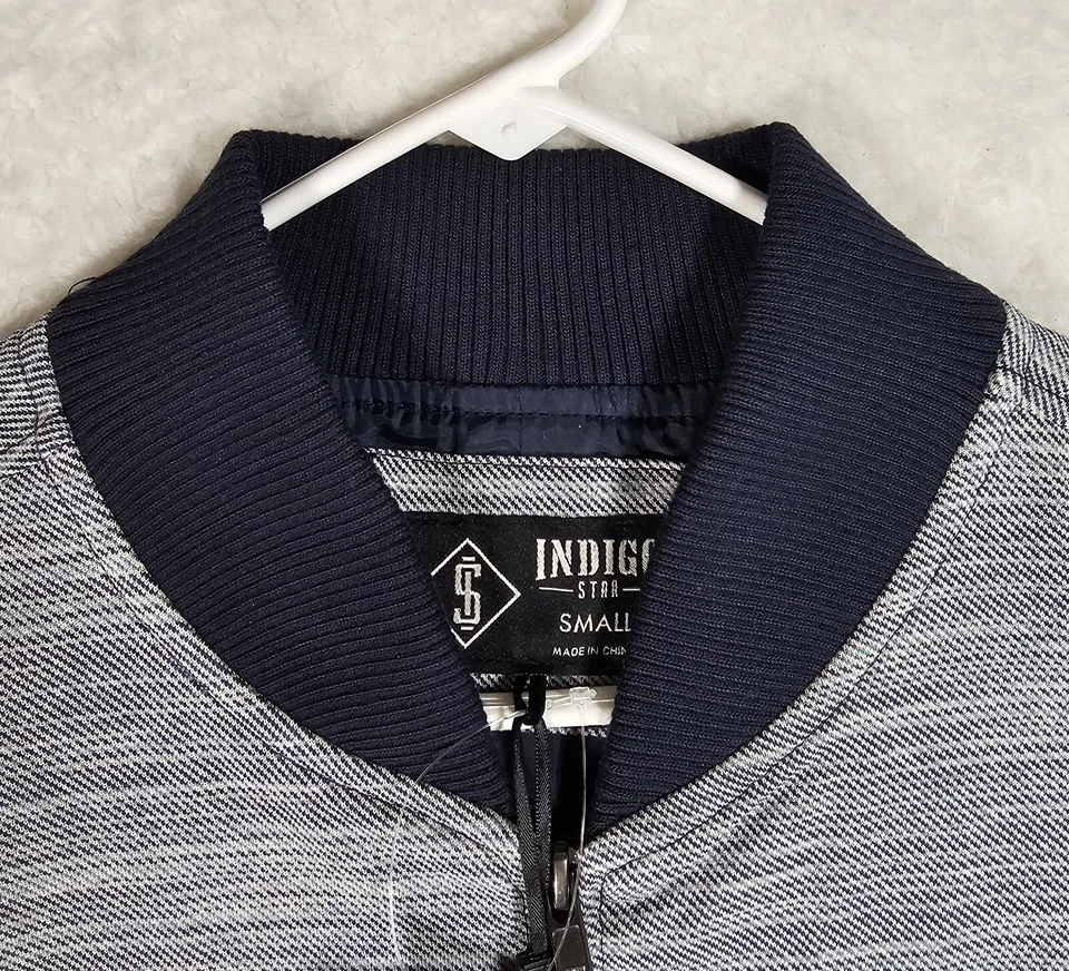 Новый Indigo Star мужчин Madison размер маленький полный молнии Bomber рубашка куртка серый новый с Ярлыками - Изображение 4 из 4