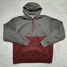 Champion Men’s Size Large Pullover Lightweight Hoodie Sweatshirt Maroon Grey