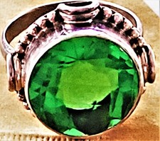 925 Sterling Silver STAMP Green Quartz Ring Size 9.5