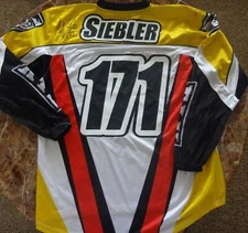 COLE SIEBLER  #171 FLY RACING RACE USED WORN JERSEY AUTOGRAPHED SIGNED