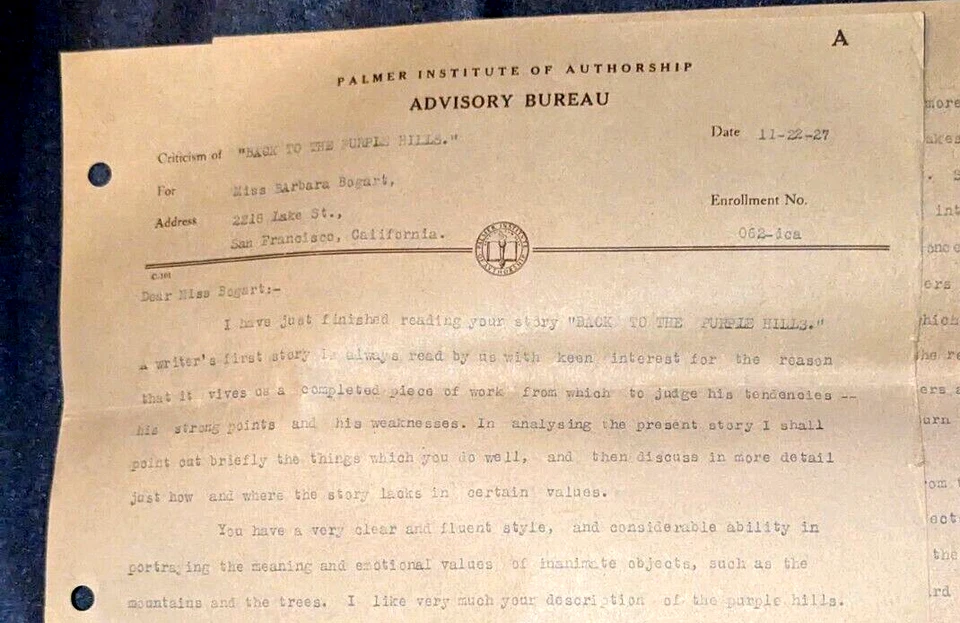 Handwritten Story Manuscript by Student of Palmer Institute of Authorship, 1927 - Image 3 of 4