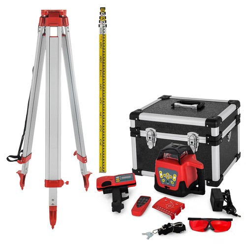 360° Rotationslaser Baulaser Strahl Laser Level Stativ Set Selbstnivellierender - Afbeelding 1 van 79