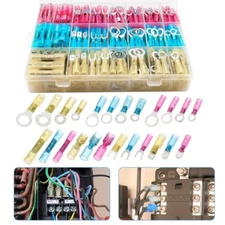 250x Kit Heat Shrink Wire Connectors Electrical Ring Fork Spade Crimp Terminals