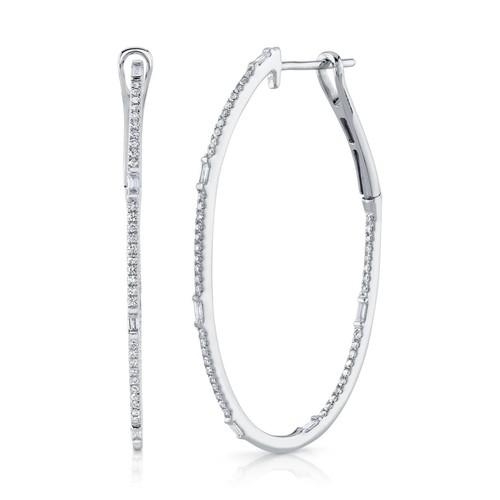 Orecchini Cerchio Diamante Taglio Princess - Finitura Oro Bianco - Designer Diamonds