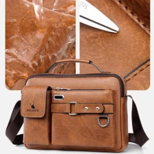 Men Handbag Business Crossbody Bag Leather Shoulder Bag Briefcase Messenger Bag