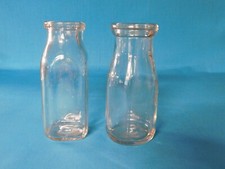 VINTAGE 1/2 HALF PINT CREAM BOTTLES LOT OF 2 ROUND  SQUARE MILK FARM DAIRY