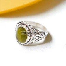 Peridot Oval Cut Gemstone With 925 Sterling Silver Ring For Men's #931