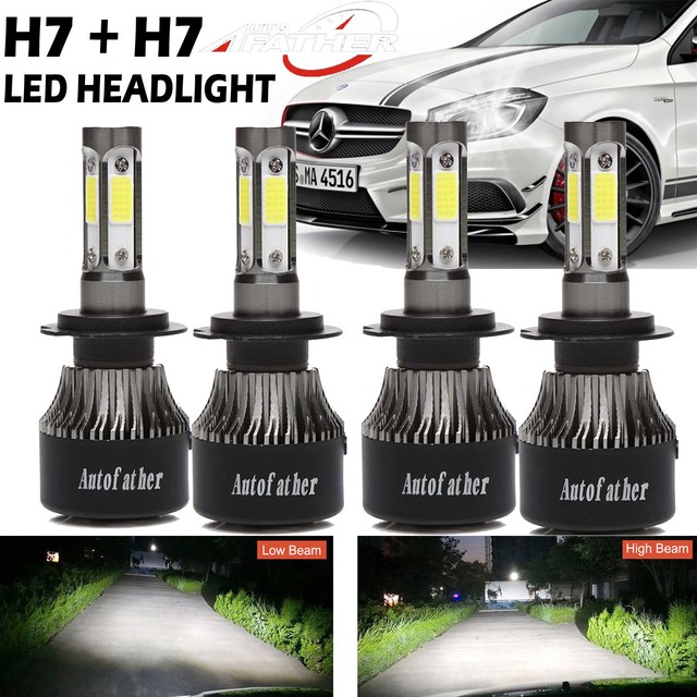 LED Headlight 4PCS H7+H7 Kit Hi Low Beam 320W Bulb For Audi BMW