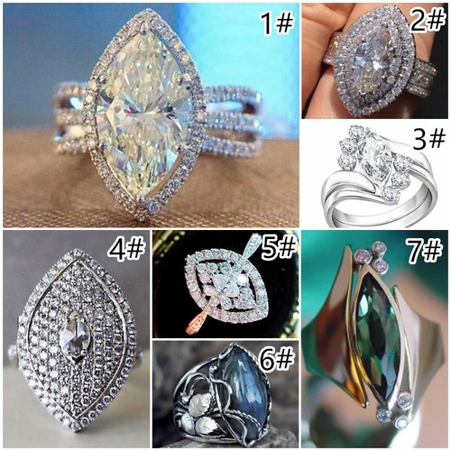 925 Silver Filled,Gold Cubic Zircon Rings Elegant Women Wedding Jewelry Sz 6-10 - Picture 3 of 31