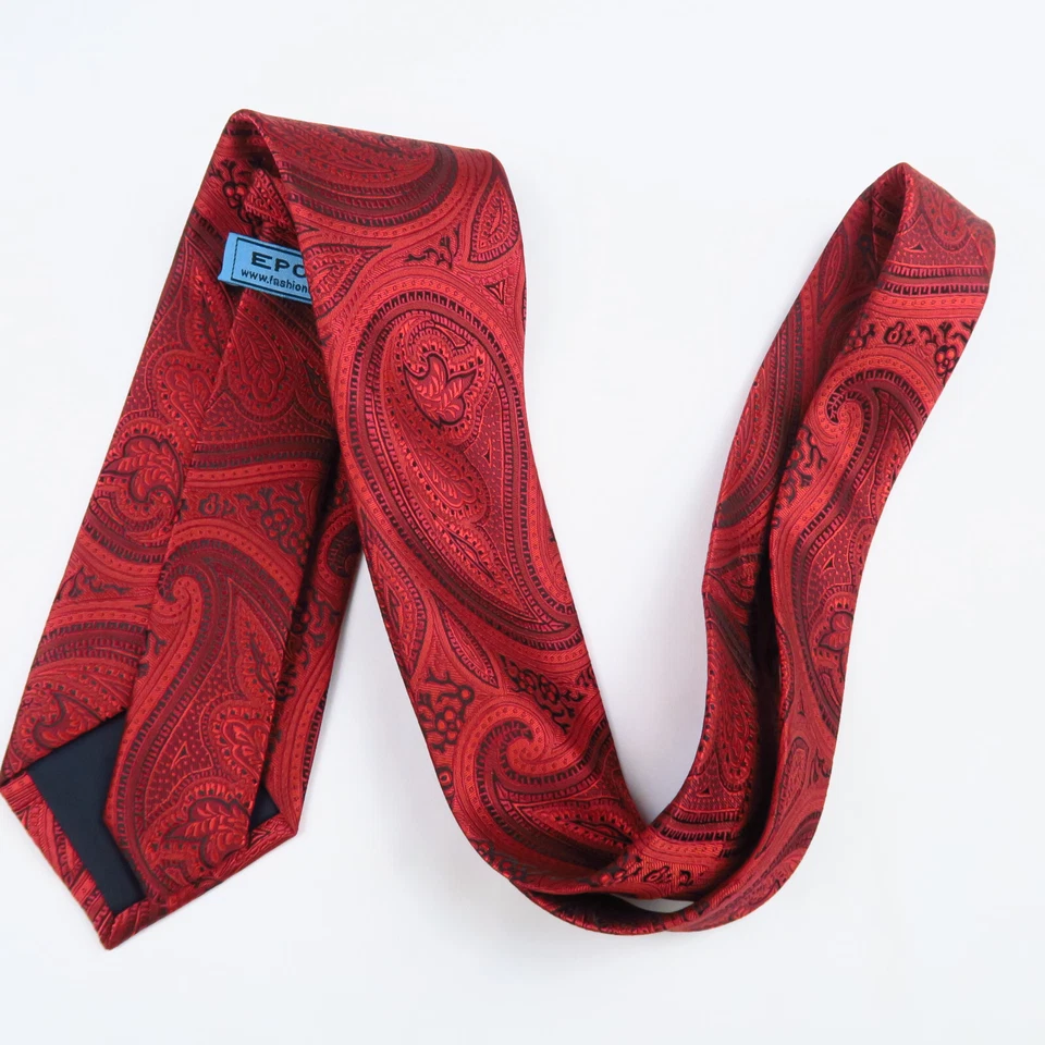 Corbata para hombre Epoint roja negra cachemira microfibra 58x3 Foto 4 de 4