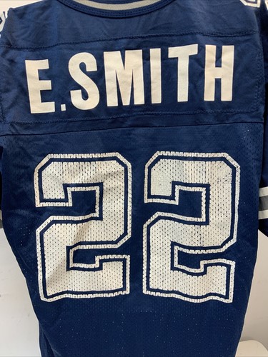NFL DALLAS COWBOYS BLUE AMERICAN FOOTBALL SHIRT CHAMPION SIZE 44 ADULT #22 SMITH - Picture 8 of 11