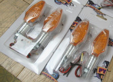 LOTE DE DOS (2) JUEGOS MINI-FLECHA CROMO METAL LUCES DE SEÑALIZACIÓN LED - MOTO