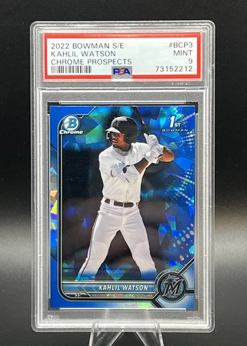 Kahlil Watson 2022 Bowman Chrome S/E 1st Blue Sapphire #BCP3 PSA 9 Mint Rookie