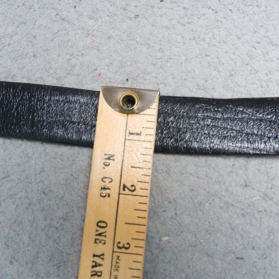 Smith & Rogue Black Leather Dress Belt Mens 33 34 Croc Texture Brass