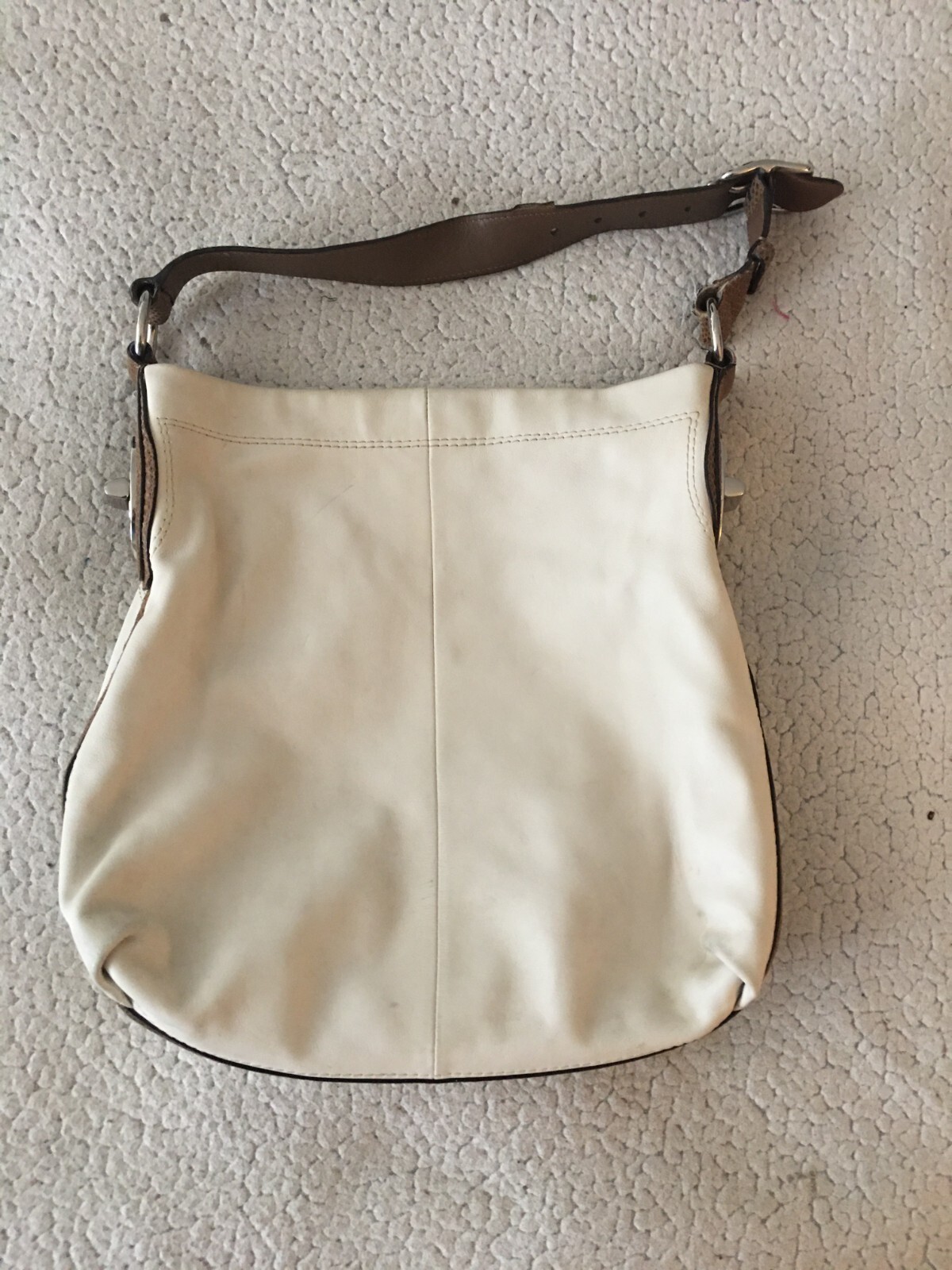 Coach Purse SOFT LEATHER OFF WHITE with BROWN LEATHER STRAP No 