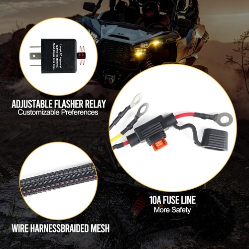 Pre-wired ATV UTV Turn Signal Kit Street Legal Kit for Polaris Can-Am Golf Cart - Picture 3 of 12