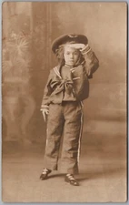 Girl Posing In Sailor Outfit Studio Real Photo RPPC Postcard Z22