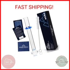 Glass Hydrometer Test Tube Jar & Cylinder Brush - Narrow Flask for Alcohol by Vo