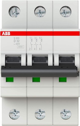 ABB Leitungsschutzschalter 2CDS253001R0321 S203-D32 - 440 V, 32 A, 3 P, Weiß Neu - Bild 7 von 12