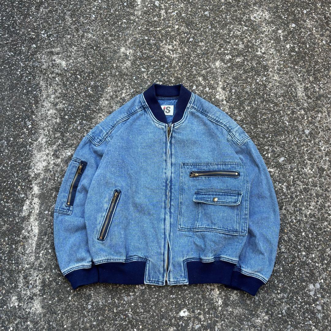 激レア 80s i.s. issey miyake デニム　ブルゾン　アーカイブ 80s I.S. ISSEY MIYAKE Bomber Jacket Denim Men's Rare Vintage