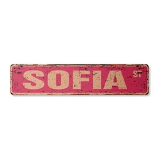 SOFIA Vintage Street Sign Childrens Name Room Metal Sign