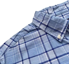 Daniel Cremieux Shirt 100% Cotton Short Sleeve Blue Check Shirt L