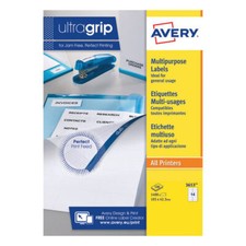 Avery Ultragrip Multipurpose Labels 105x42.3mm 14 Per Sheet White 1400 Pack 3653