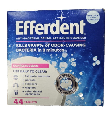 EFFERDENT Anti-Bacterial Dental Appliance Cleaner 44 Tablets