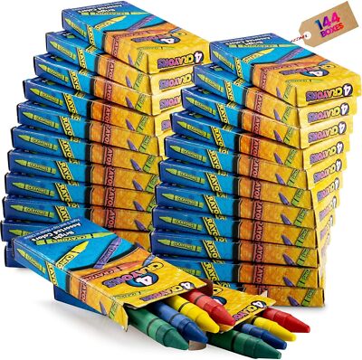 Bulk Crayon Set 576 Crayons Premium Quality 144 Packs Of 4 Assorted Colors